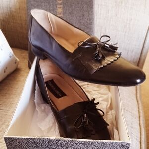 Black Leather Women's Loafers